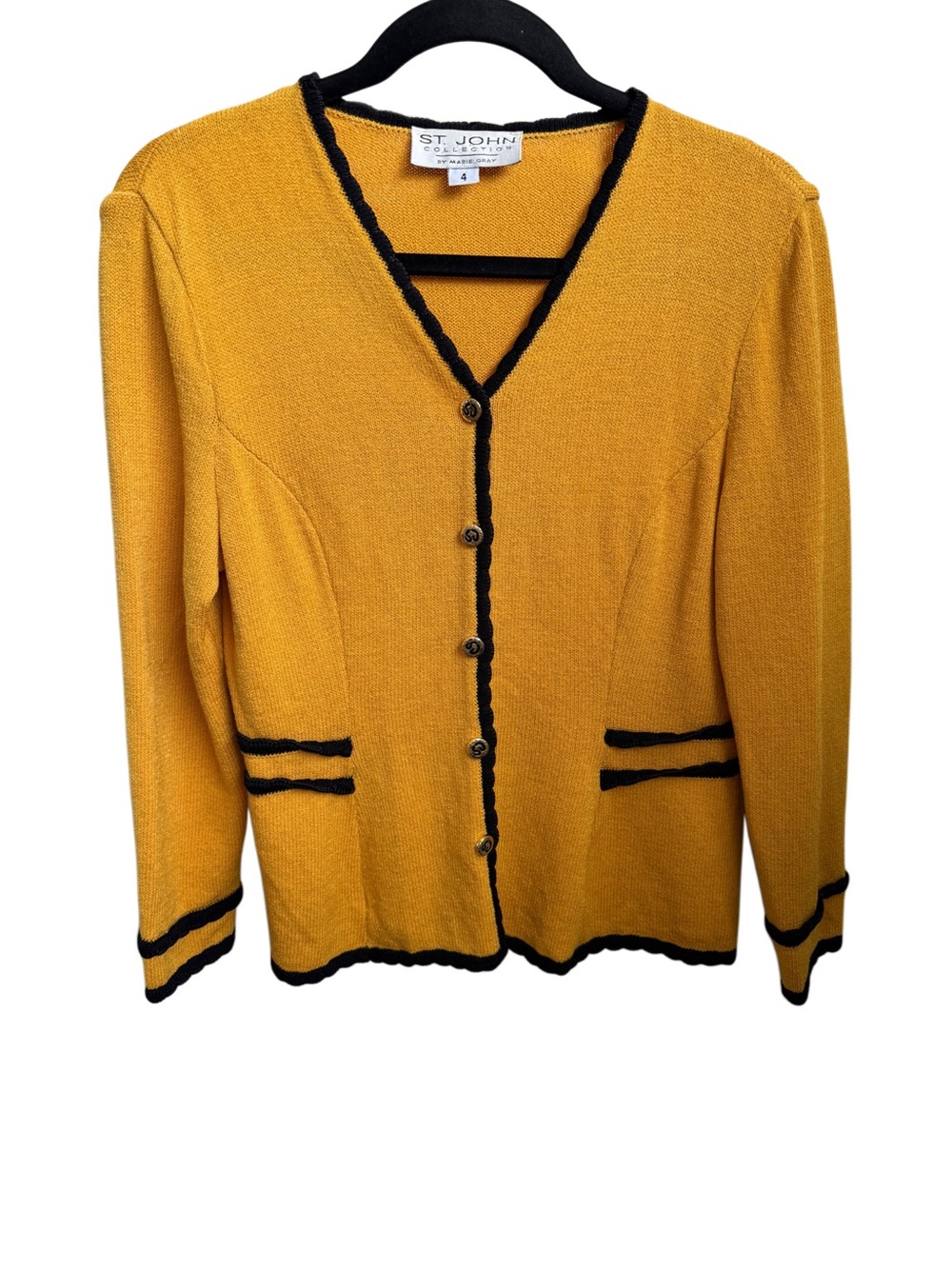Vintage St. John by Marie Grey Old Money Preppy Ivy League Gold Knit Cardigan 4
